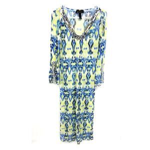 INC International Concepts Sheer Swim Coverup Long Multicolor Sequin Details S